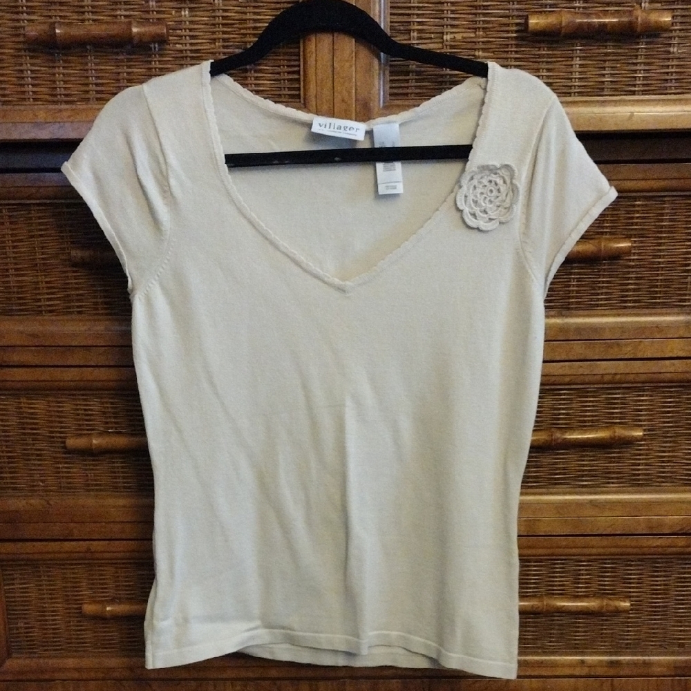 Villager Cream V-Neck Women's Top
